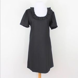 J Crew Ruffle Neck Black Dress